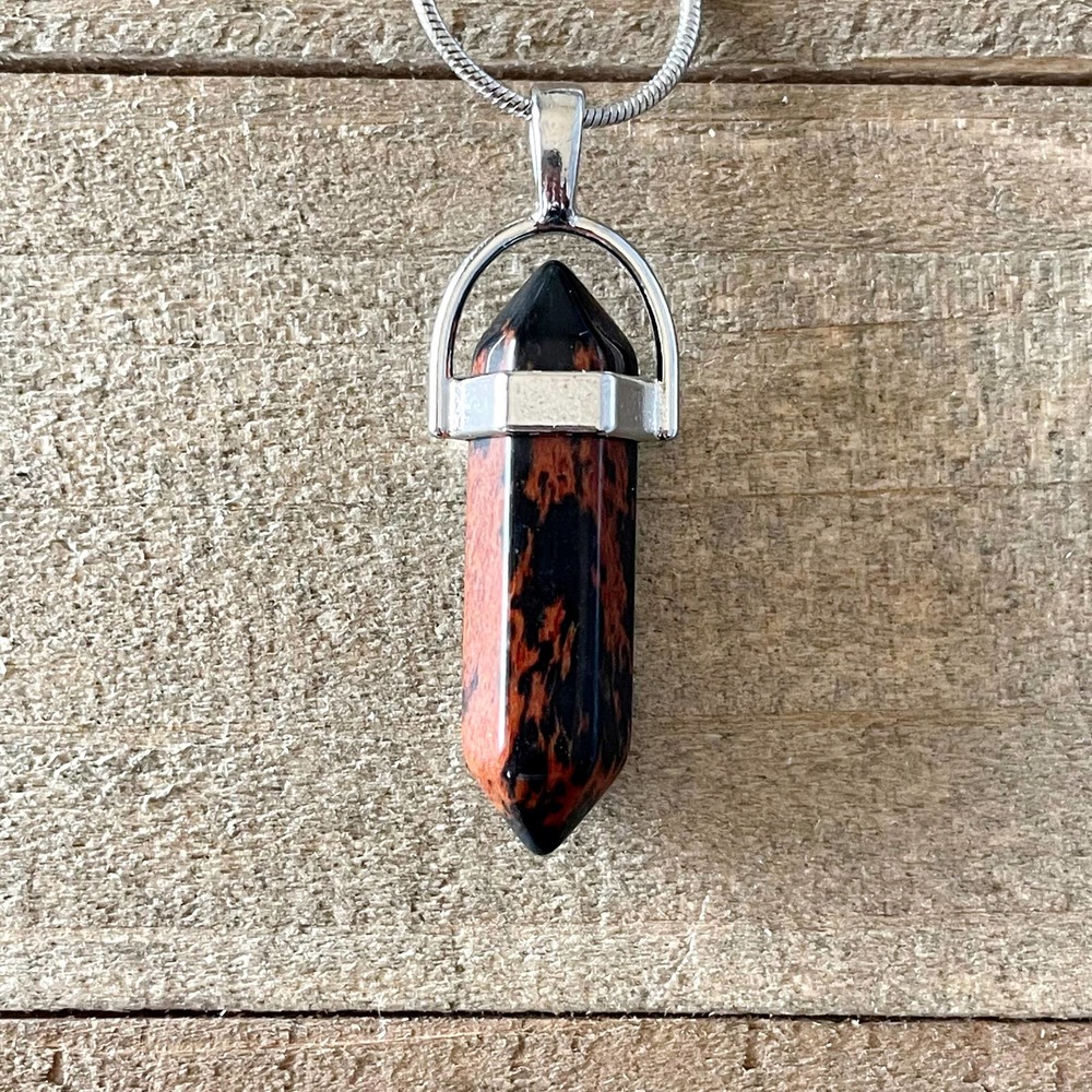 Mahogany Obsidian Necklace on Silver Snake Chain